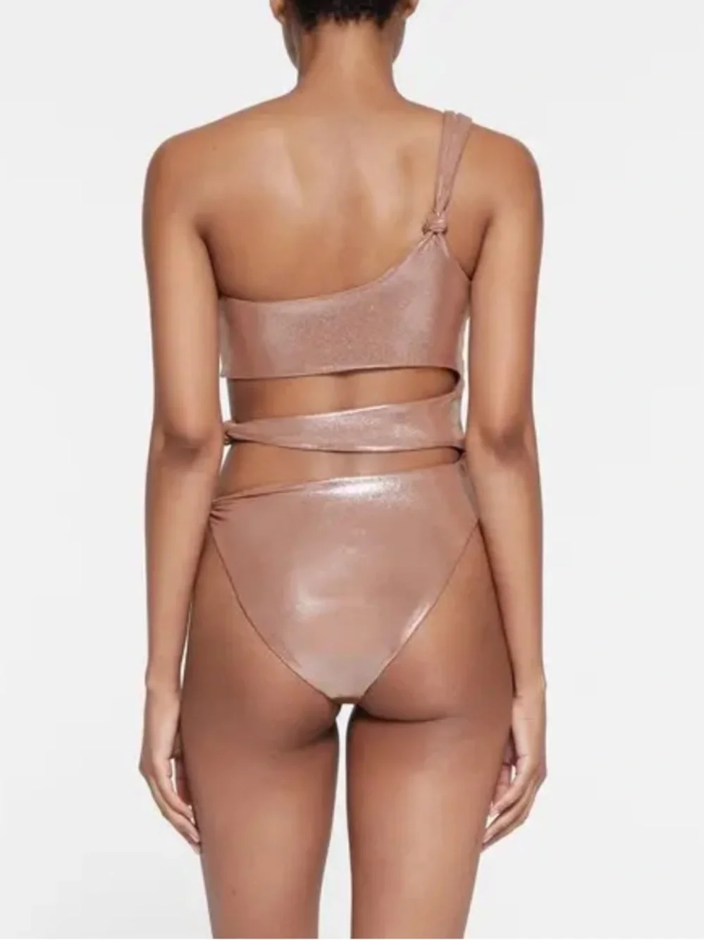 SKIMS LIQUID SHINE SWIM KNOTTED ONE-SHOULDER MONOKINI